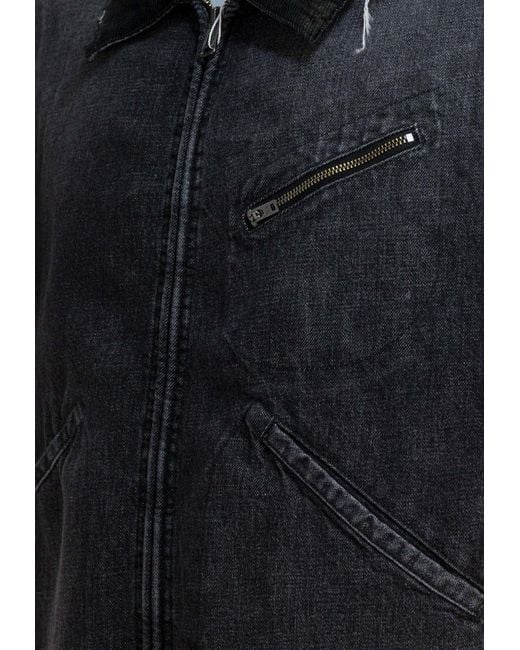 Maison Margiela Black Zip-Up Denim Jacket for men