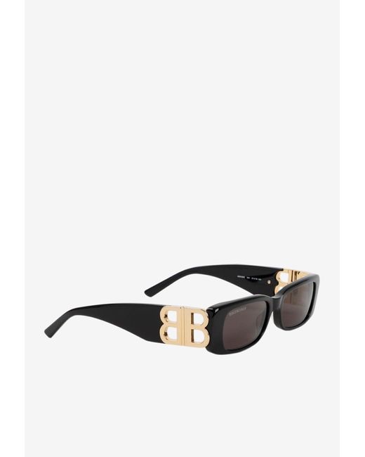 Balenciaga Dynasty Rectangle Sunglasses With Bb Logo in White | Lyst