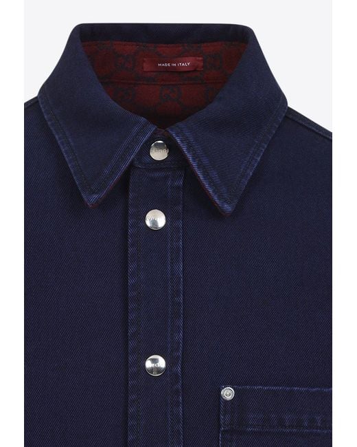 Gucci Blue Reversible Overshirt for men