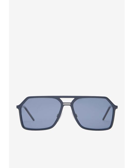Dolce & Gabbana Blue Dg Intermix Rectangular Sunglasses for men