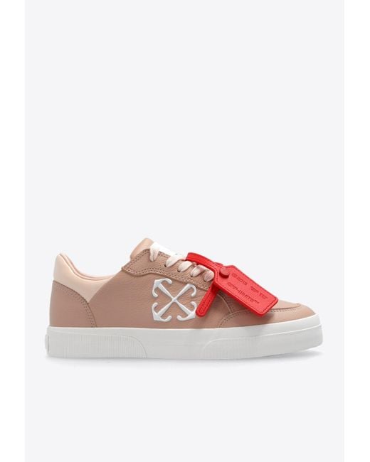 Off-White c/o Virgil Abloh Red New Low Vulcanized Leather Sneakers