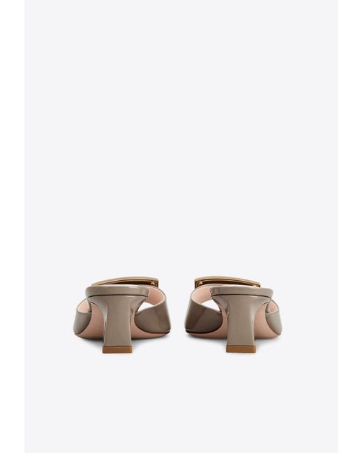 Roger Vivier White Trompette 45 Patent-Leather Slides