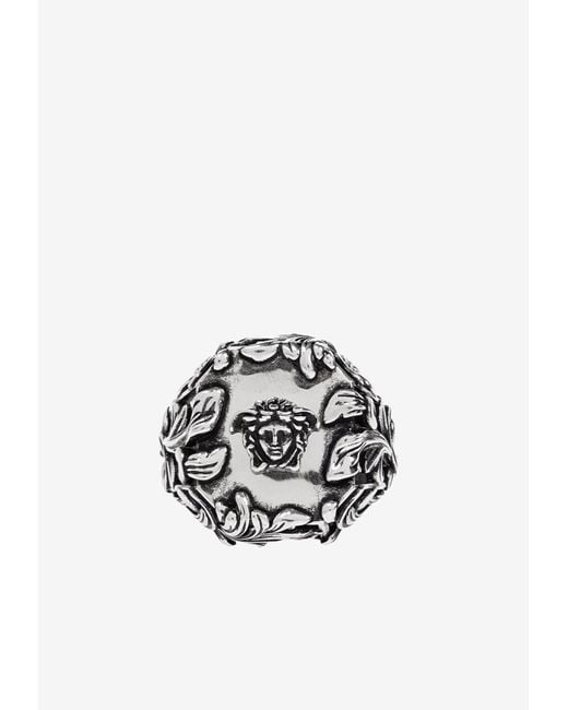 Versace White Medusa Barocco Brass Ring for men