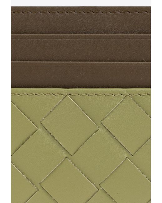 Bottega Veneta Green Cassette Intrecciato Leather Cardholder for men