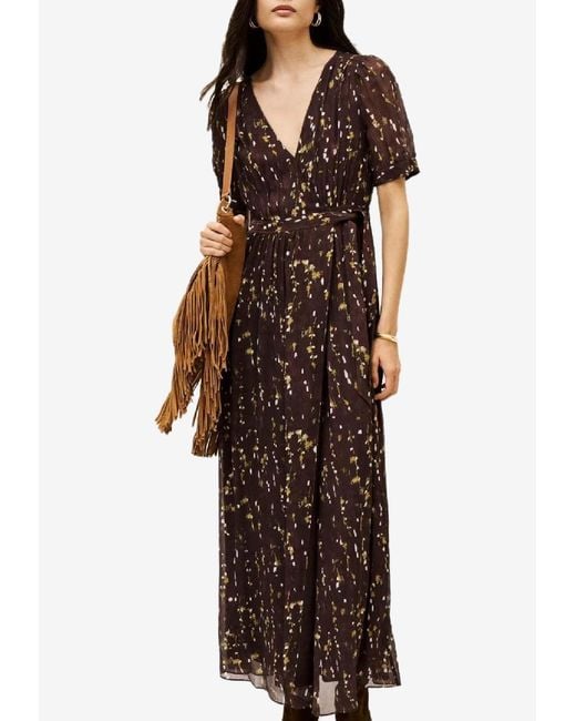 Ba&sh Brown Kriss Printed Maxi Dress