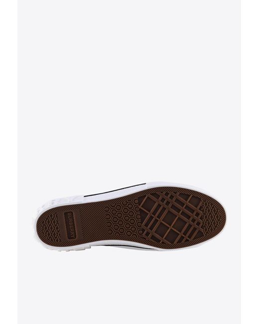 Burberry White Check Pattern Low-Top Sneakers for men