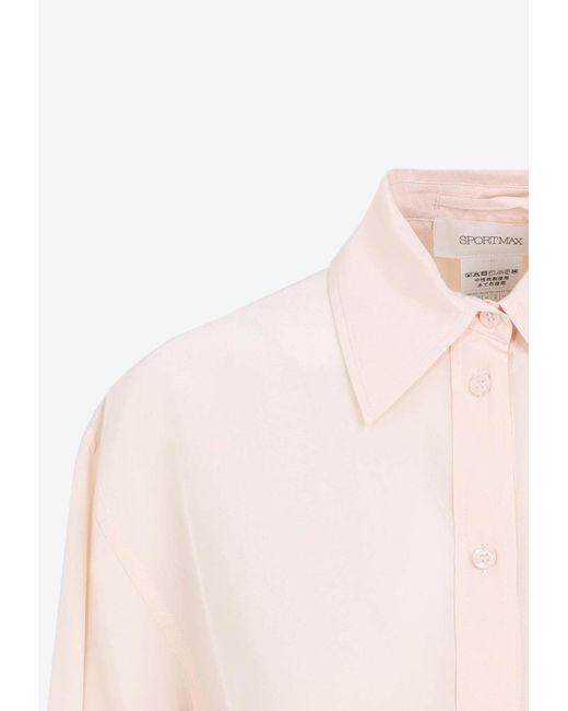 Sportmax Long-sleeved Silk Shirt in Pink | Lyst