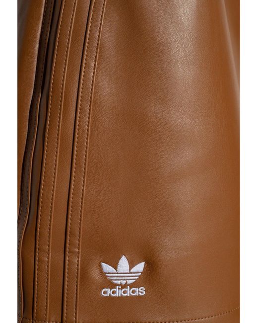 Adidas Originals Brown Faux Leather Logo Mini Skirt