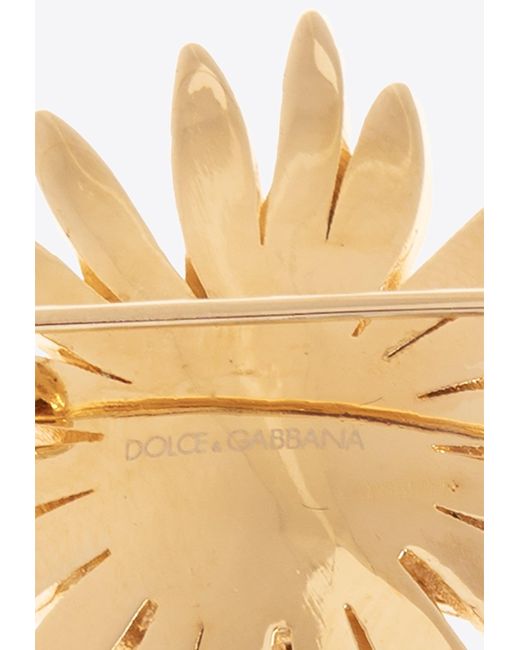 Dolce & Gabbana White Crystal-Embellished Daisy Brooch for men