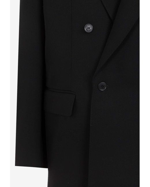 Balenciaga Black Double-Breasted Wool Blazer for men