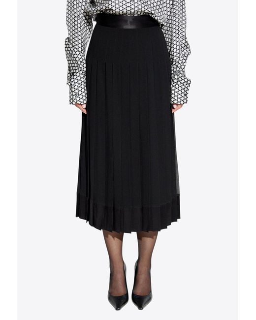 Dolce & Gabbana Women's Black Pleated Silk Midi Skirt