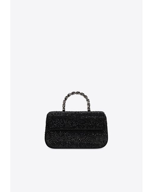 Versace Black Mini Crystal La Medusa Top Handle Bag