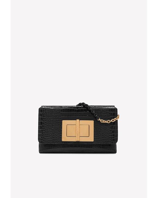 Tom Ford Stamped Crocodile Leather Natalia Shoulder Bag in Black Lyst