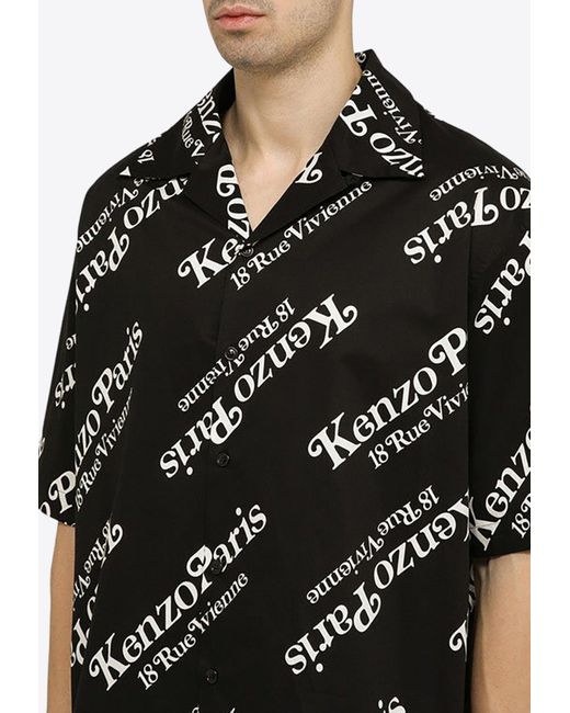 KENZO Black All-Over Logo Print Shirt for men