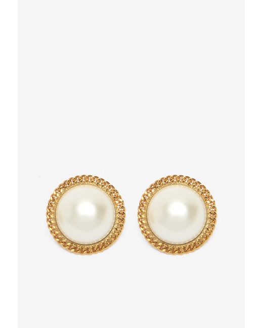 ROWEN ROSE Oversized Pearl Earrings in Metallic Lyst