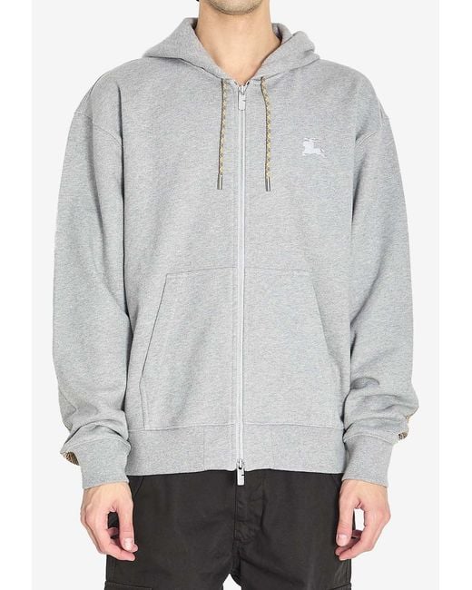 Burberry Zip-Up Hoodie in Gray for Men | Lyst