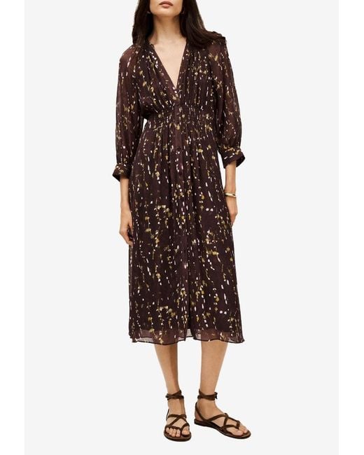 Ba&sh Brown Karla Printed Midi Dress
