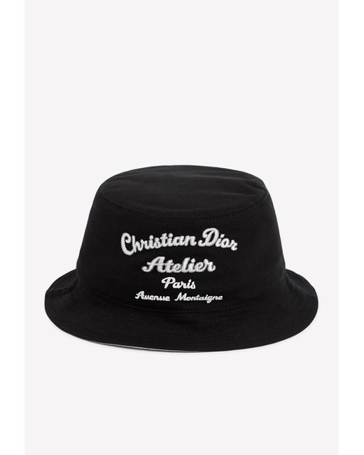 Dior Embroidered Bucket Hat in Black for Men Lyst UK