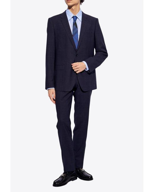 Dolce & Gabbana Blue Single-Breasted Checked Wool Suit for men
