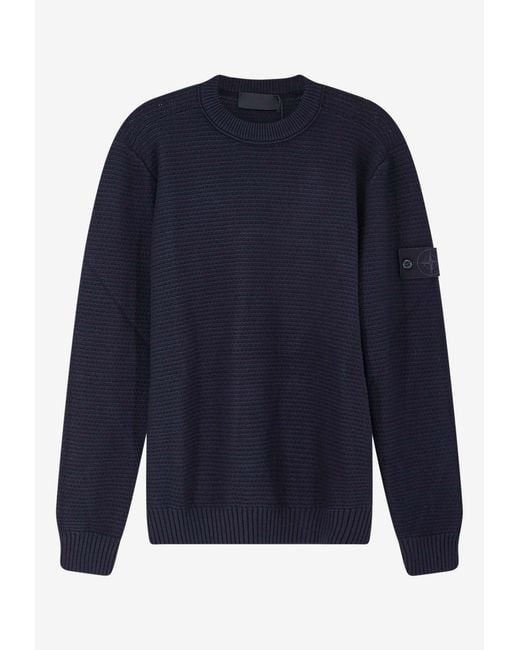 Stone Island Blue Logo Patch Sweater for men