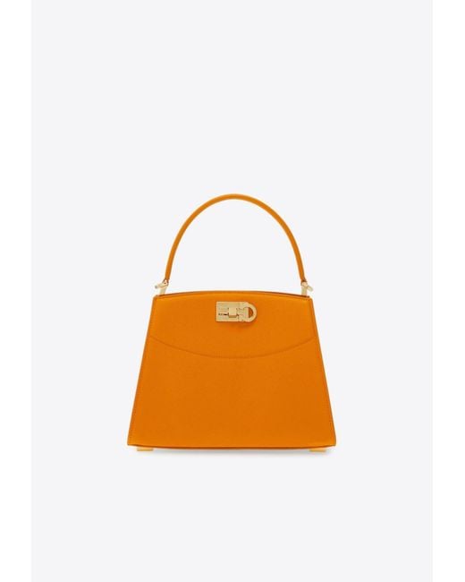Ferragamo Orange Xs Studio Box North/West Top Handle Bag