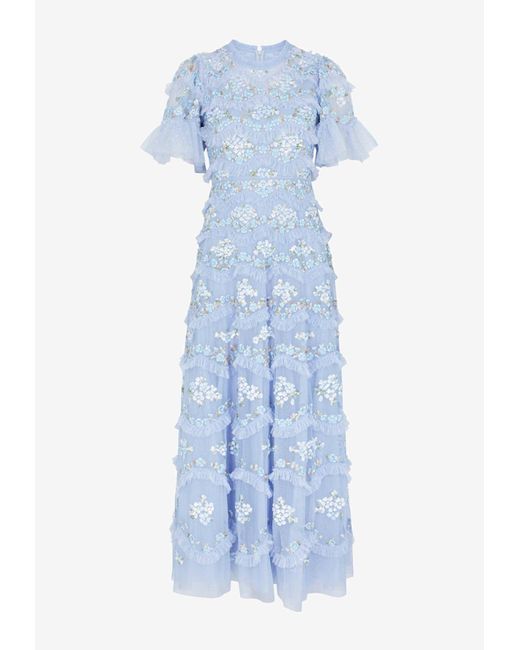 Needle & Thread Blue Daisy Wave Floral Maxi Dress