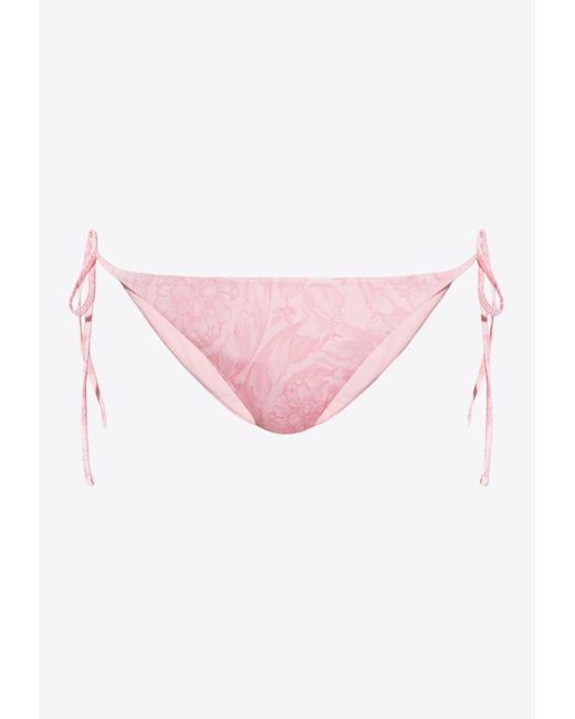 Versace Pink Barocco-Print Bikini Bottoms