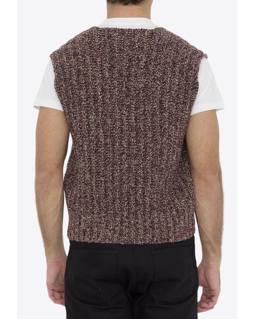 Maison Margiela Red Wool And Alpaca Knitted Sweater Vest for men