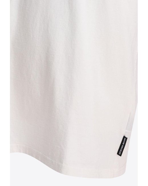 Moose Knuckles White Logo Crewneck T-Shirt for men