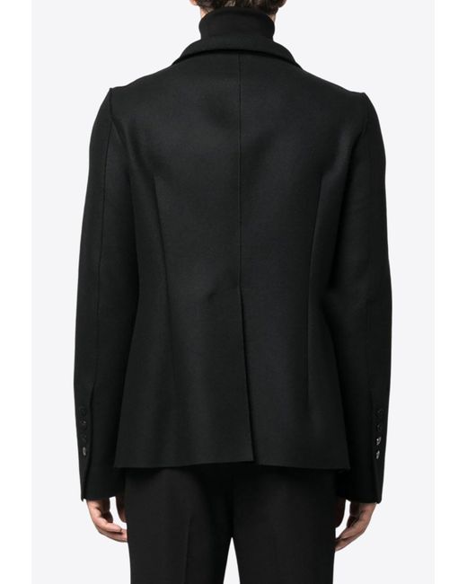 SAPIO Black Double-Breasted Wool-Blend Jacket for men