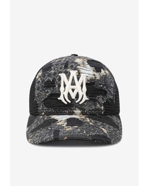 Amiri Black Bleached Bandana Trucker Hat for men