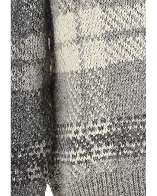 Thom Browne Gray Tartan Check Wool-Blend Sweater for men