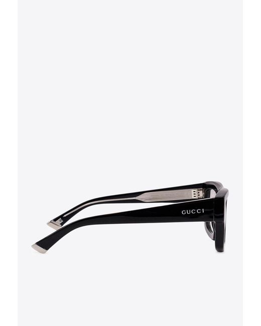 Gucci Black Rectangular Frame Logo Sunglasses for men