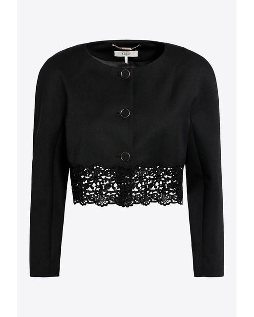 Chloé Black Cropped Wool Jacket