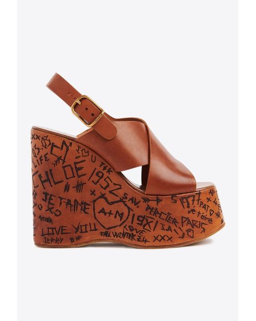 Chloé Brown Maxime Wedge Sandals