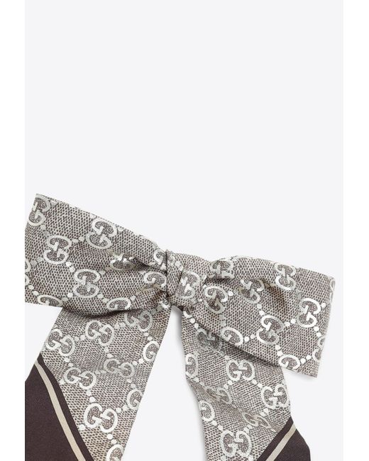 Gucci White Gg Silk Jacquard Scrunchies