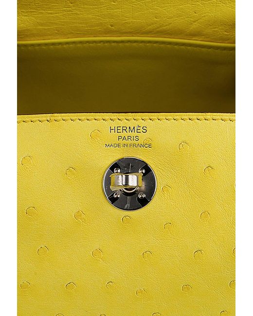 Hermes Yellow Ostrich Leather Small Top Handle Satchel Shoulder