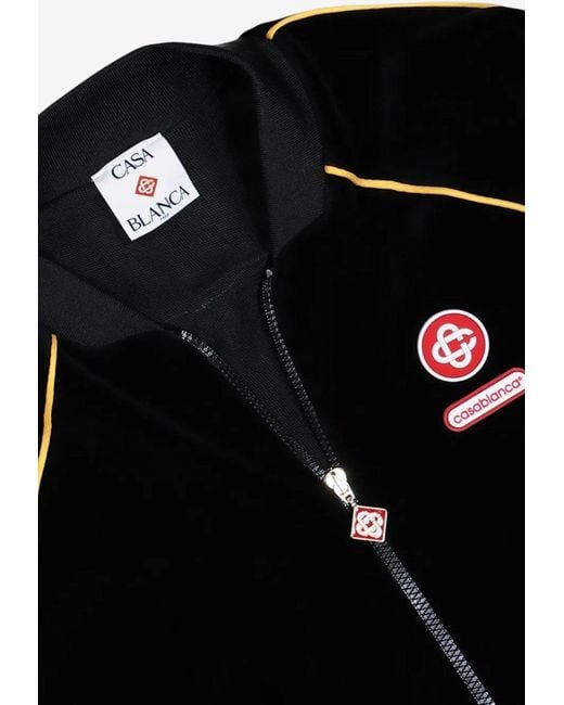 Casablanca Black Logo Patch Velvet Bomber Jacket for men
