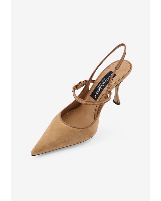 Dolce & Gabbana White Suede Slingback Pumps