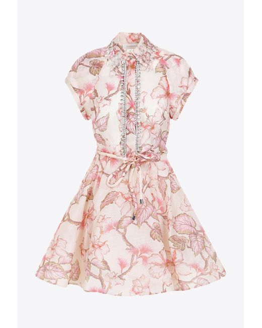 Zimmermann Pink Matchmaker Linen And Silk Dress
