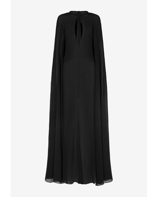 Tom Ford Black Long Cape Sleeved Maxi Dress