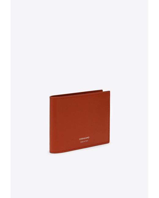 Ferragamo White Logo Leather Bi-Fold Wallet for men
