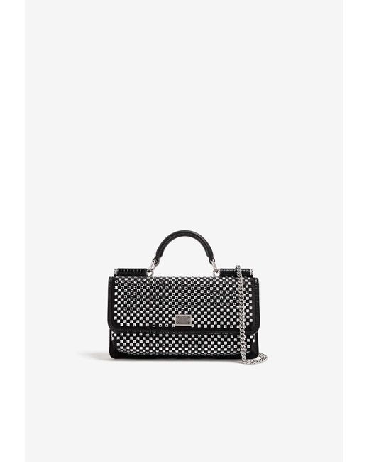 Dolce & Gabbana Metallic Crystal-Embellished Mini Top Handle Bag