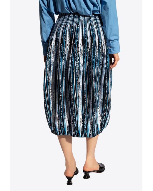 Bottega Veneta Blue Jacquard Knit Midi Skirt