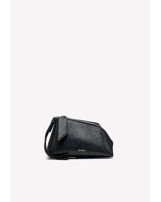 The Attico Black Mini Saturday Asymmetric Clutch Bag
