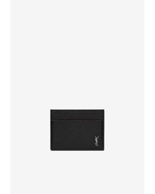 Saint Laurent White Tiny Cassandre Leather Cardholder for men