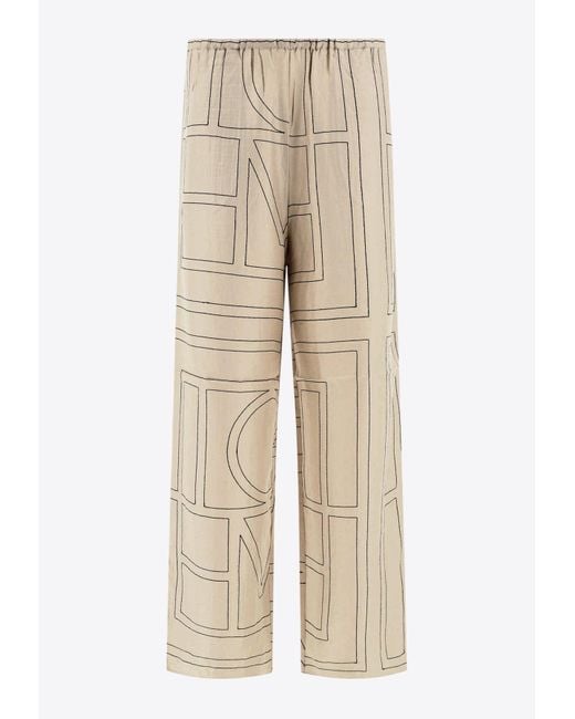 Totême  Natural Monogram Silk Pajama Pants