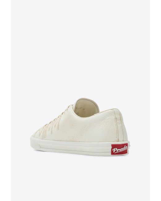 Prada Natural Aged-Effect Leather Sneakers for men