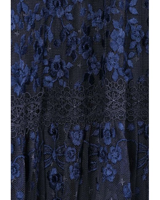 Needle & Thread Blue Celestia Floral Lace Ribbon Gown