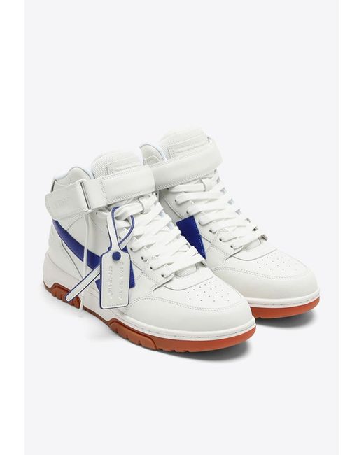 Off-White c/o Virgil Abloh Leather High-top Sneakers in Blue for Men | Lyst